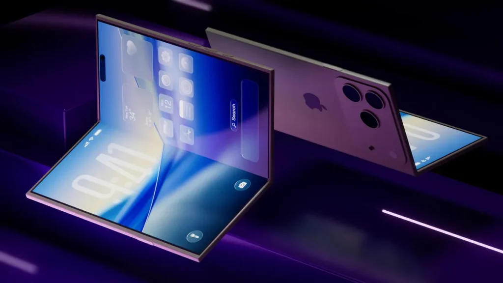 Close-up of foldable phone display crease showing the fold line